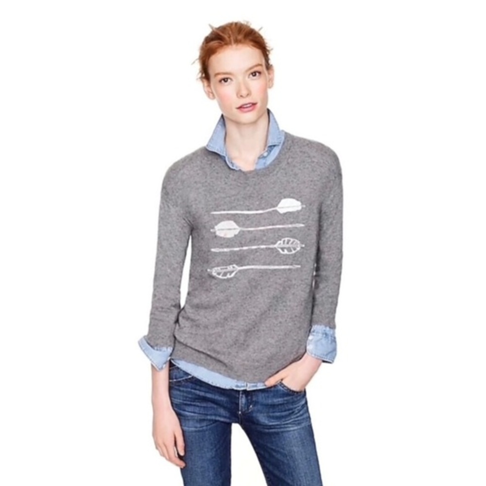 J. Crew Feathers Gray Rabbit Hair Blend‎ Sweater Small